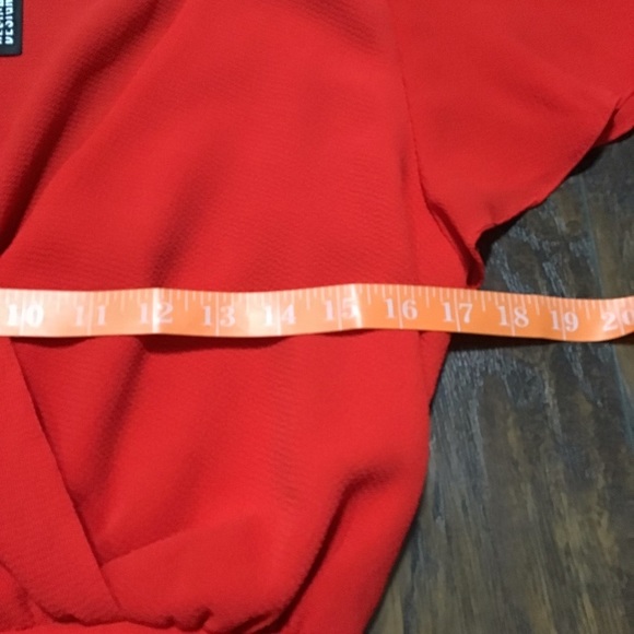 Design Lab Red Crop Top Flutter Sleeves size S - Picture 5 of 6